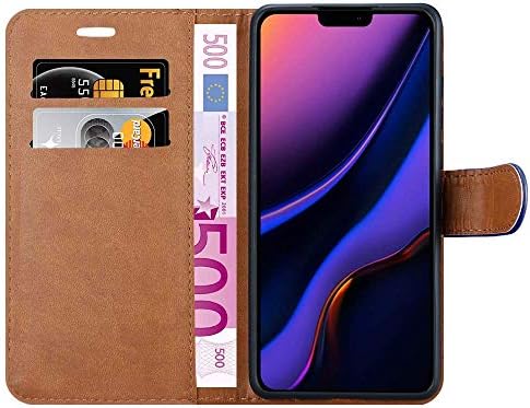iCatchy For iPhone 11 Case Leather Wallet Book Flip Folio Stand View Cover compatible with iPhone 11 (6.1") Phone Case (Blue)