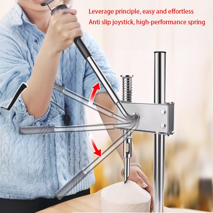YOQVQOY Coconut Opener Machine, Stainless Steel Coconut Opener Tool Set, Easy To Open Young/Tender Coco Nut