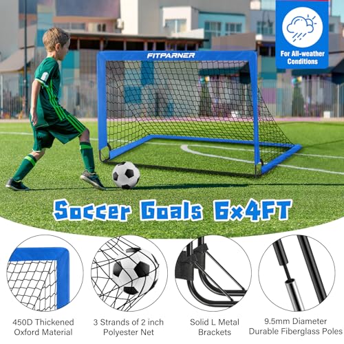 Image of Soccer Goal,Backyard Soccer Goals for Kids 2 Pack,4x3 /6x4 FT Portable Toddler Soccer Nets with Target,Ball & Cones,Soccer Training Equipment for Kids Youth Outdoor Games,Sports,Play