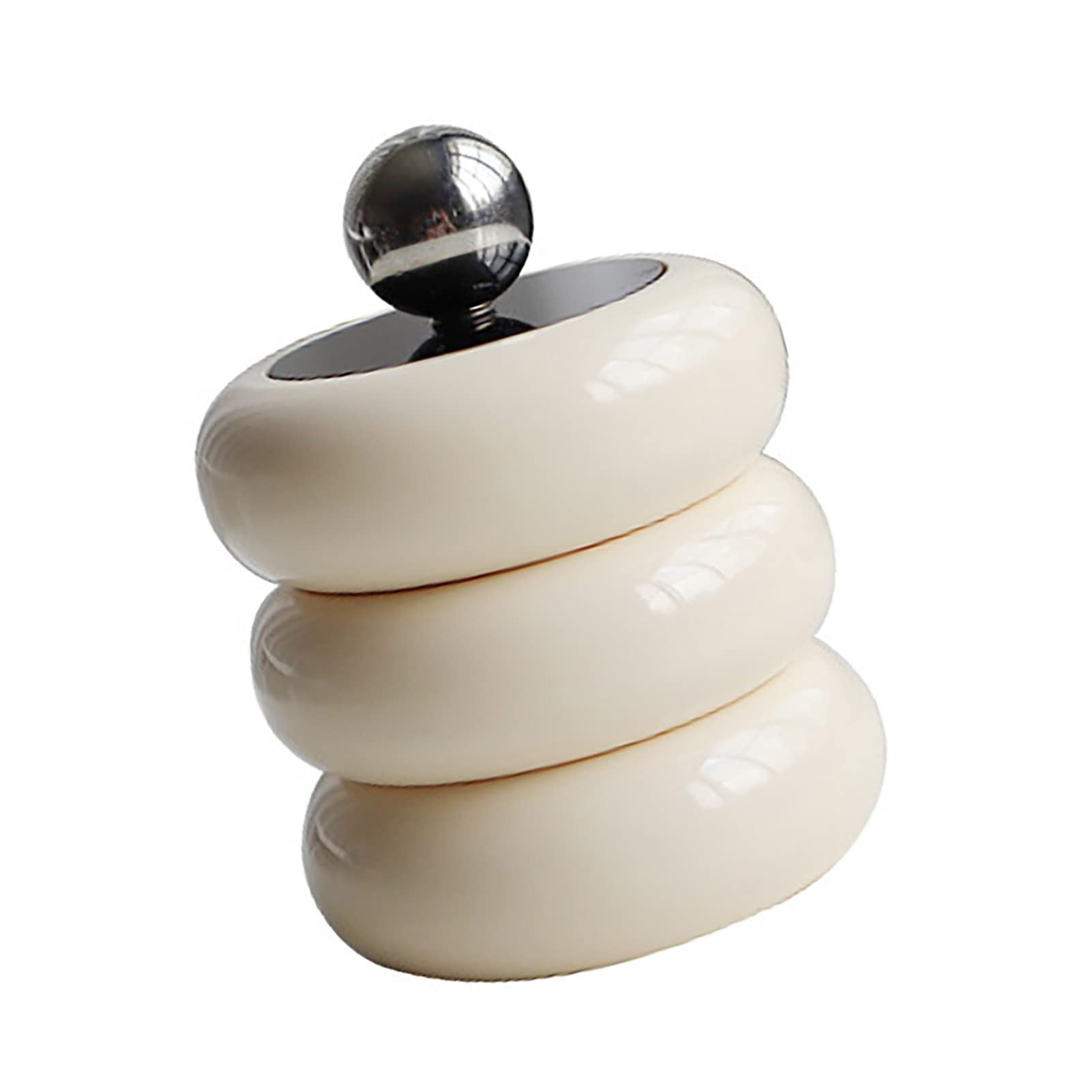 Jelquix Nordic Style Qtip Holder, Artistic Cotton Swab Dispenser, Storage Container for Bathroom, Made of Resin and Acrylic (Milky White 3 Layers)