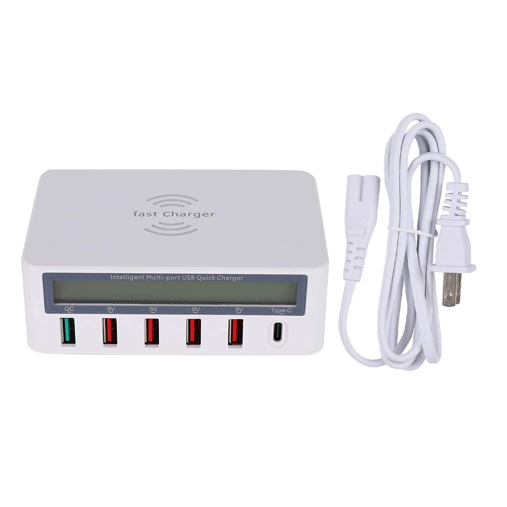 Agatige Caricatore rapido per Telefono Cellulare Port, Adattatore Multi-shunt USB 3.0 da 100-240 V con Ricarica Wireless per la Maggior Parte degli Smartphone(#5)