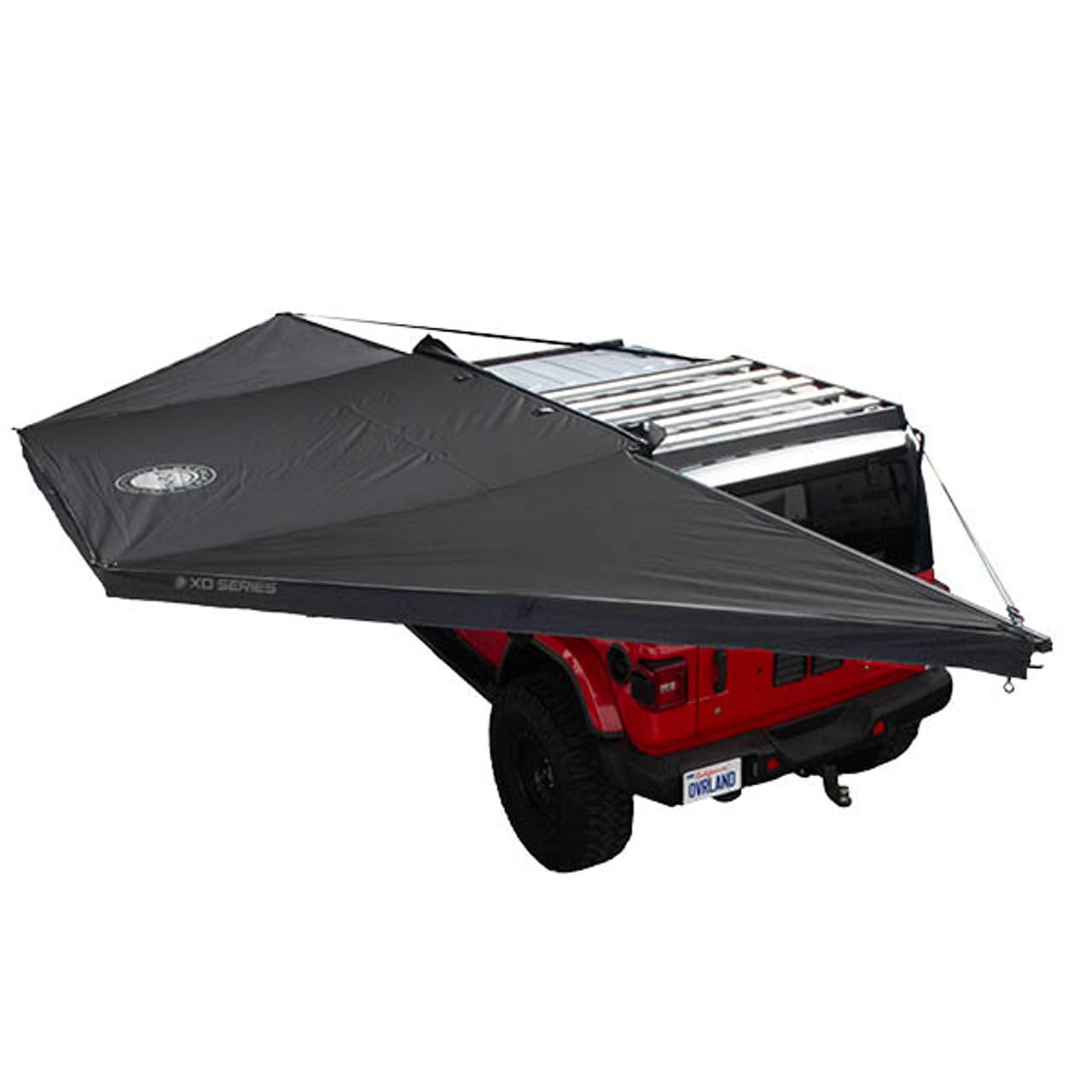 Overland Vehicle Systems XD Nomadic 180 Awning with Built in LED Lighting | Black Out Body and Trim | Includes Black Travel Bag