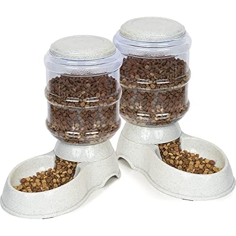 ZONETECH Self-Dispensing Pet Feeder - Premium Quality Durable Self-Dispensing Gravity 1 Gallon Pet Feeder Food Bowl- 2 Pack Automatic Pet Feeder, Cat Feeder, Dog Feeder Cover