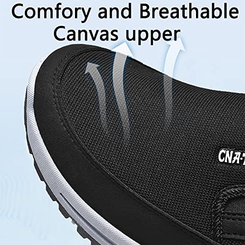 Men's Arch Support Slip-on Canvas Loafers,Outdoor Casual Non Slip Orthopedic Sneakers Flats Walking Boat Shoes (Grey,8)2