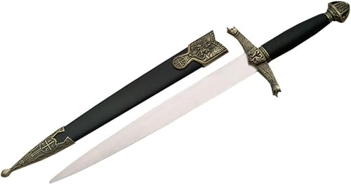 SZCO Supplies - Réplica de daga medieval de 15.5 pulgadas, daga estilo Lancelot con vaina, hoja de punta de lanza de acero inoxidable, perfecta para