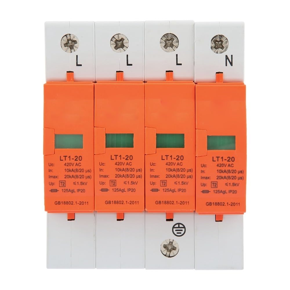 4P 20kA 420V AC dispositivo di protezione protezione protezione DIN Rail Mount per elettrodomestici (livello C/D, ≤1.5kV, arancione)