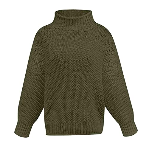 Roupas femininas de outono, pulôver de manga comprida e gola rolê suéter de malha grande sólido casu