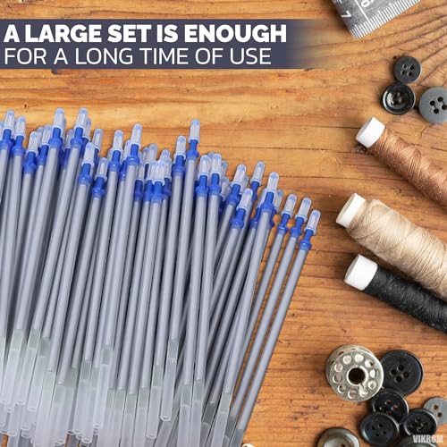 100-Piece Silver Fabric Pen Refills – 5.11" Fabric Markers for Sewing Erasable Ink | Safe for Most Fabrics | 0.03 Inches Fine Tip for Quilting, Tailoring, and Crafting