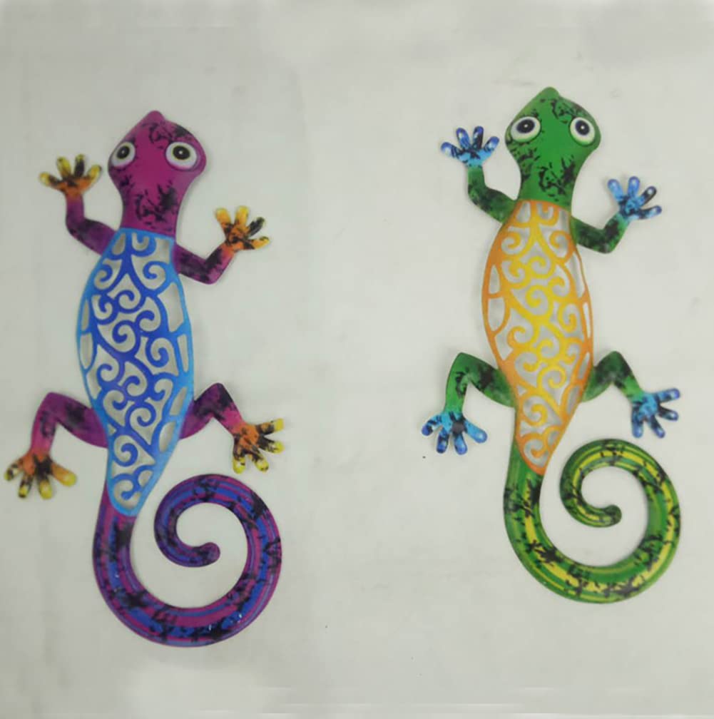 Katutude Decorazione Murale Geco In Metallo Per Esterni/Interni – Set Da 5 Colori (Rosso, Blu, Verde, Giallo, Rosa)
