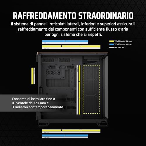 CORSAIR 6500X Mid-Tower ATX Case per PC a Doppia Camera - Vetro Temperato Panoramico - Compatibile con Scheda Madre a Connessione Inversa - Nessuna Ventola Inclusa - Nero/Legno di Noce - Case PC - Immagine 5
