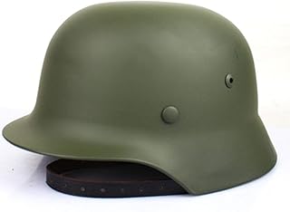 SYLPHID Outdoor WW2 Germany M35 Steel Helmet Stahlhelm World War II German Army Helmet with Leather Liner(Green)