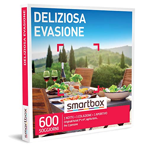 Smartbox - Cofanetto Regalo per Uomo o Donna - Deliziosa evasione - Idee Regalo Originale - 1 Notte con Colazione e aperitivo per 2 Persone