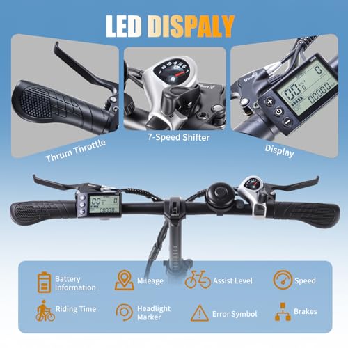 TWOFISH Electric Bike for Adults, 20"*3.0" Fat Tire Folding Electric Bicycle with 36V 17.8AH Removable Battery 7 Speed 25km/h 80-100km Range Disc Brake IP54 Waterproof, TF-2 (Green) - Image 6