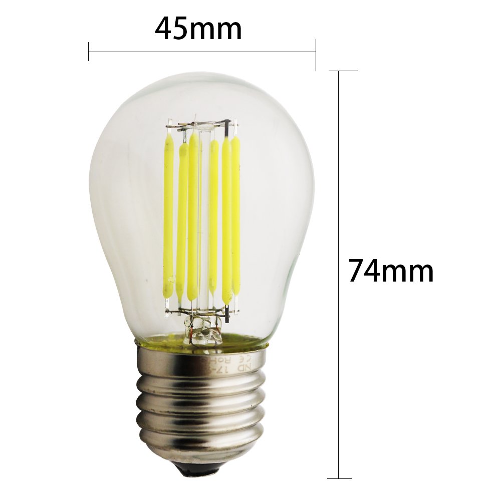 G45, żarówki LED, E27, 6 W, porównywalne z żarówką 50 W, 450 lumenów, AC 220 V, ciepła biel G45, żarówka przezroczysta szkło, 12 sztuk