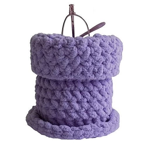 Trine Hand Crocheted Soft Eyeglass Basket - Upright Standing Eyeglass Case or Eyeglass Holder for Desktop, Nightstand, and Countertop - Lilac