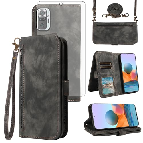 Coque bandoulière Redmi Note 10 Pro étui portefeuille zippé pour vos sorties