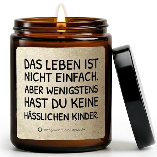 Muttertagsgeschenk Kerze Handgemacht in Berlin 100% Sojawachs 50h Brenndauer Kerze mit Spruch als Geschenk zum Muttertag Geburtstag & Weihnachten Beste Mama (Das Leben ist..)
