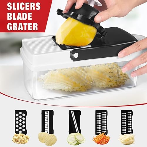 Vegetable Chopper, Vegetable Chopping, 16-in-1 Deluxe Vegetable Chopper Kitchen Gifts | Onion Chopper & Dicer | Peeler, Spiralizer, Lemon Squeezer, Egg Slicer & Seperator- Ultimate Kitchen Gadget - 6