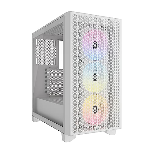 Corsair 3000D RGB Airflow Mid-Tower PC Case – 3X AR120 RGB Fans – Three-Slot GPU Support – Fits up to 8X 120mm Fans – High-Airflow Design – White by Corsair - Used condition - US$62.12