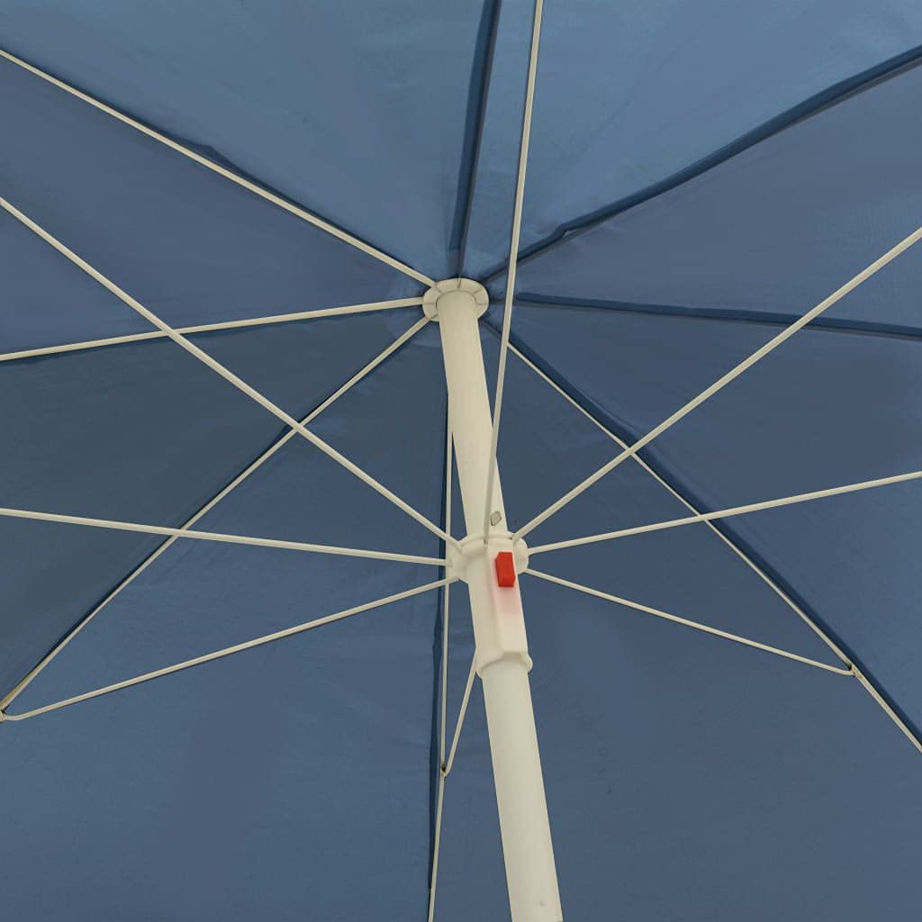 Parasol ogrodowy z poliestru 170T ze stalową ramą, niebiesko-biały, z regulacją wysokości, odporny na wiatr, idealny na taras, balkon, do ogrodu, na plażę, z ochroną przed promieniowaniem UV