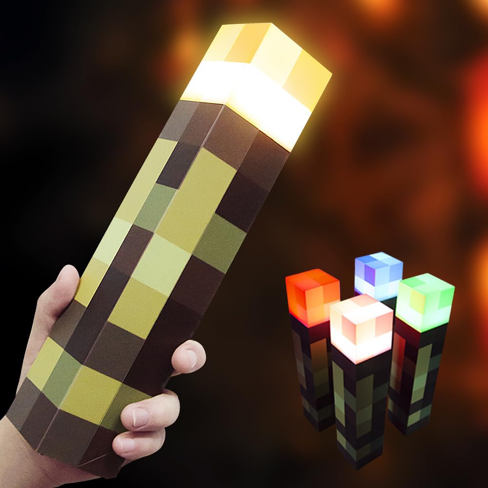 Dhqkqg LED Fackel Wandlampe, Wall Fackel Nachtlicht 28cm, USB wiederaufladbar für Nachttischlampe, 4 Farben, Licht Flamme Nachahmen, Geschenk für Gamer (A-4 Color)