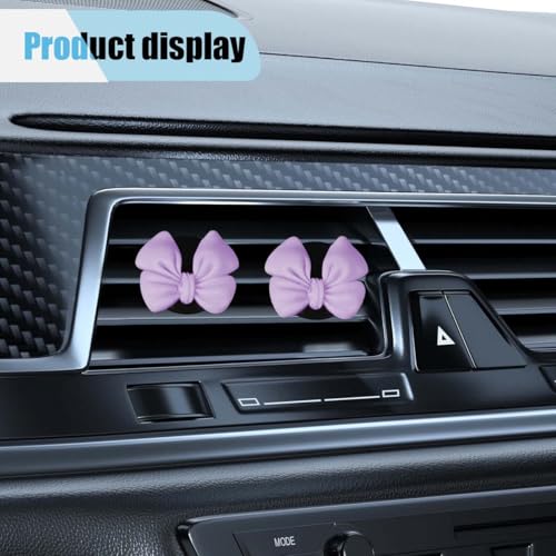 Image of 6PCS Bow Car Air Freshener Clips, Cute Air Conditioning Vent Clip, Aesthetic Car Interior Decoration Accessories, Automotive Dashboard Air Vent Trim Clip for Women Girl (Purple)