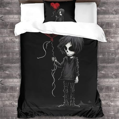Housse de couette skeleton 3D lavable en machine pour lit single - 4