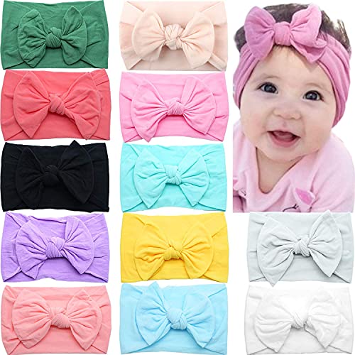 Image of CELLOT Super Stretchy Soft Knot Baby Girl Headbands with Hair Bows Head Wrap Hair Accessories For Newborn Baby Girls Infant Toddlers Kids