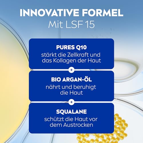 NIVEA Q10 Gesichtscreme mit LSF 15, straffende Gesichtspflege mit Q10, Bio Argan-Öl und Squalan, Tagescreme für sehr trockene Haut… – Ansicht 3