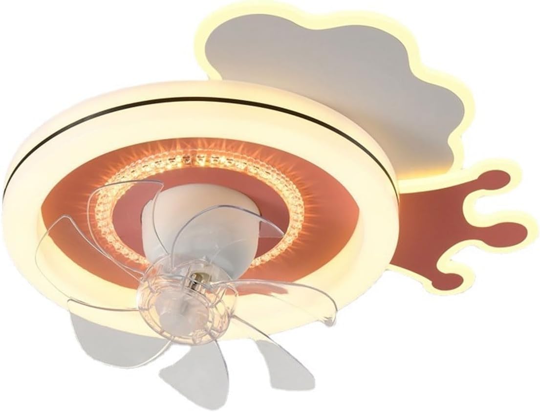 Cartoon Fan Ceiling Lamp Acrylic Lampshade Flat Lighting Pink Cloud Ceiling Lights, Suitable for Girls' Rooms