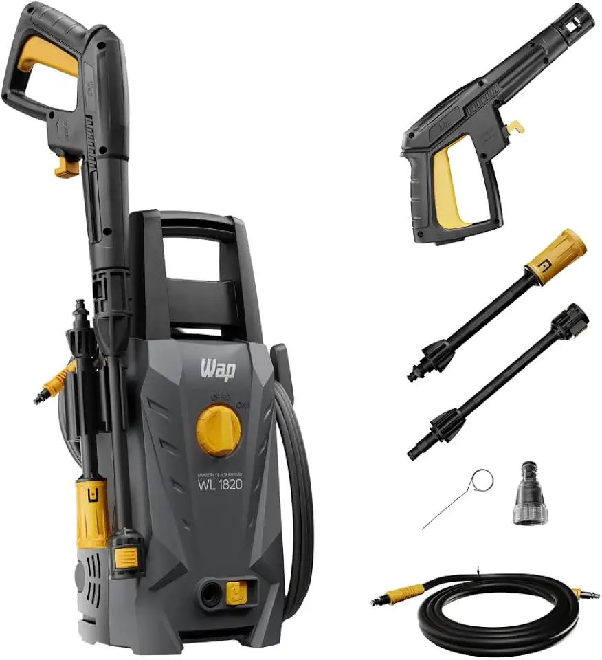 WAP Lavadora de Alta Pressão WL 1820 com Agulha Desobstruidora, 330L/h, Bico Ajustável, 1500psi 1400W 127V
