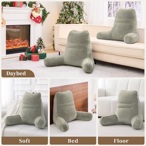 Image of Sasttie Reading Pillow for Bed, Back Pillow for Sitting Up, Linen