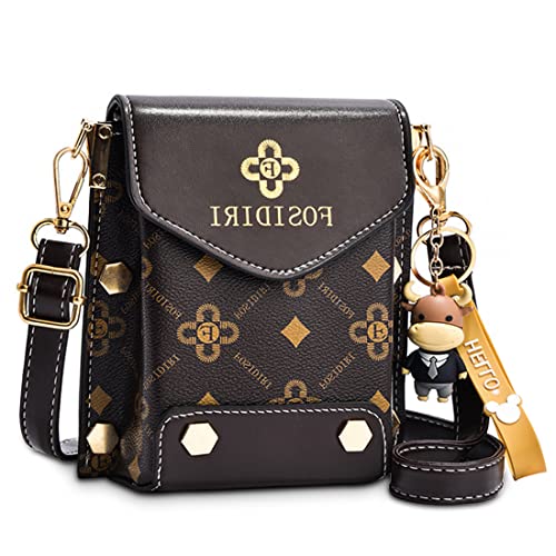 GUSTAVE® Black Women Stylish PU Leather Small Cross Body Phone Bag with Mobile Cell Phone Pouch,Purse Wallet Sling Bag with Detachable Strap for...