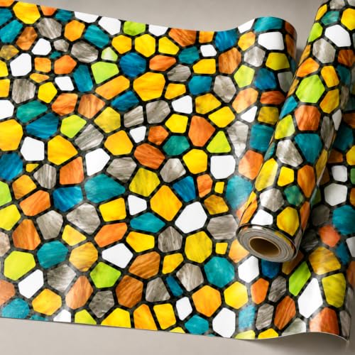Image of Self Adhesive Window Privacy Film for Glass Windows & Doors | UV Blocking, Heat & Glare Reduction | Decorative Frosted Glass Film Easy to Apply (Multicolor, 12X150 Inch)