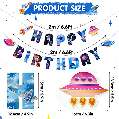 Image of SUNBEAUTY Universe Outer Space Theme Birthday Banner Galaxy Happy Birthday Party Decoration Space Birthday Decorations Solar System Decoration | Pre-Strung