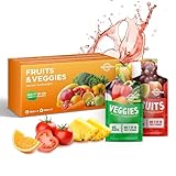 Fruit and Veggies Supplement - 10 Pouches Superfoods & Super Greens for Adults & Kids - Liquid Fruits and Vegetables with Vitamins & Minerals - Support Energy, Detox, Immunity, Digestion & Metabolism