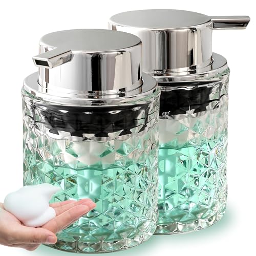Malachi Foaming Hand Soap Dispenser, Refillable Clear Glass Foam Pump Bottle for Hand Soap, Dish...