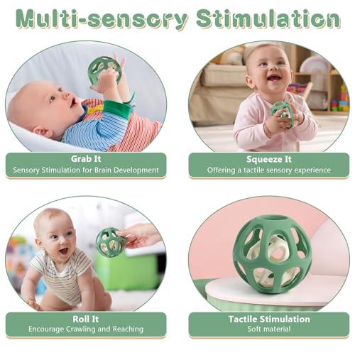 Image of MCGMITT Sensory Balls for Baby, Easy Grasp Food Grade Stretchy Silicone Baby Teether Ball for 0-6 6-12 Months, BPA-Free Montessori Chew Toy, Newborn Infant Learning Developmental Toys Gift