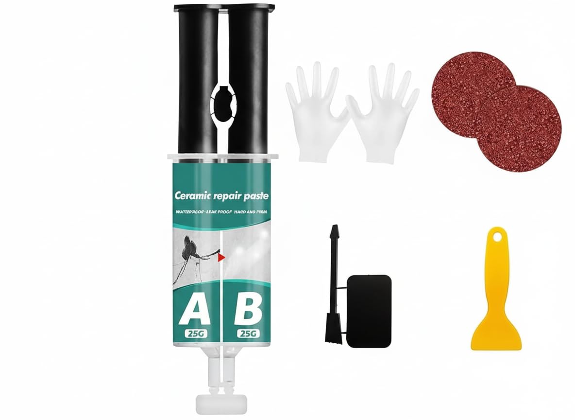 Waterproof Tub and Tile Refinishing Kit - Ceramic Tile & Porcelain Repair Kit, AB Adhesive Glue for Porcelain, Acrylic, Fiberglass, Enamel, Ideal for Bathtub Repair and Tile Crack Repair