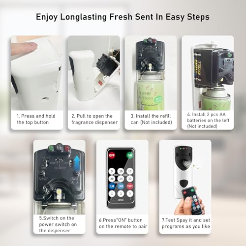 Household World 1108-R Automatic Air Freshener Spray Dispenser With Remote Programmable Fragrance Dispenser Fit For Spray Refills | Wall Mount Aerosol Dispenser Spray For Bathroom thumb #5