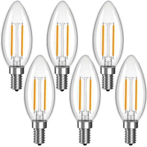 PADMO LUDAZ Non-Dimmable (C35) B10 E12 Candelabra LED Light Bulbs 40 Watt Equal 4W Type B Light Bulb for Chandelier Crystal Candle Cights Lamp 2700K Soft White 400LM Pack of 6