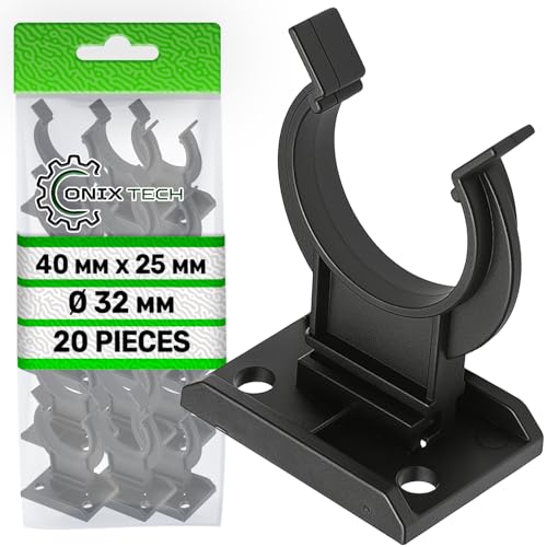 20 Pièces Clip Plinthe Cuisine Ø32 avec Plaque 40x25 mm - Fixation Plinthe Cuisine en Plastique - en Couleur Noire - Garantie de 5 Ans - ONIX TECH
