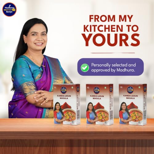 Image of Madhura's Recipe Kanda Lasun Masala | Authentic Maharashtrian Onion Garlic Spice Mix | Perfect for Veg, Chicken, Mutton & Fish Recipes | Pack of 3 x 100g
