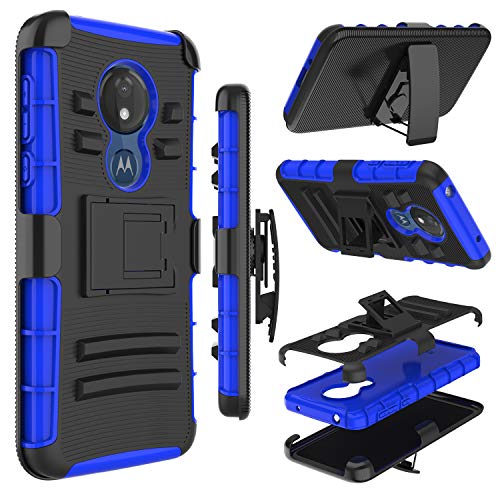 Moto G7 Power Case, Moto G7 Supra Case, Zenic Heavy Duty Shockproof Holster Protective Case with Swivel Belt Clip Kickstand for Moto G7 Power/Moto G7 Optimo Maxx (Blue)
