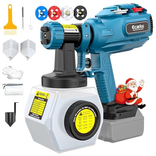 Ecarke Cordless Paint Sprayer Compatible with Makita 18V Battery - Side-Fill Design (No Disassembly) & Onboard Nozzle Storage - 43,000 RPM, 1200mL Tank, 4 Nozzles - DIY to Pro Use (Tool Only)