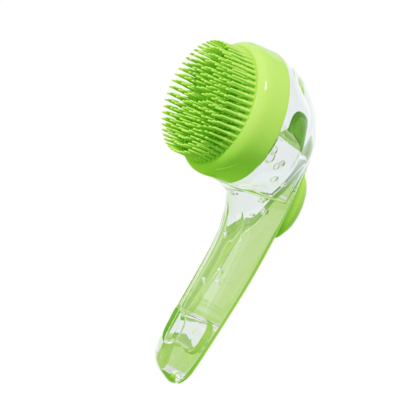 Dog Wash Brush with Soap Dispenser, Silicone Bath Brush and Shampoo Massage
