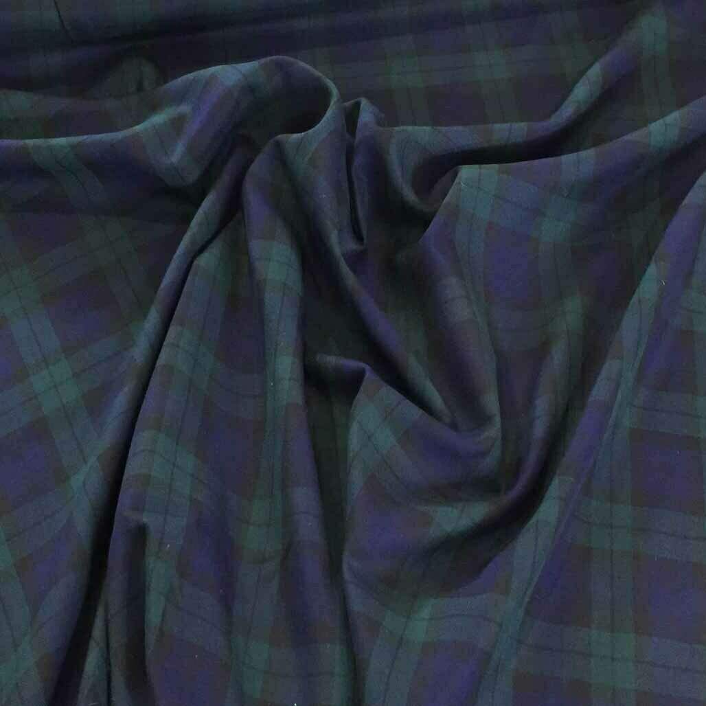 Prestige Fashion Uk Ltd Black-Watch Prestige Fabrics Viscose Tartan Check Dress Making Tartans Scottish Kilt Fabric Supplies Patchwork Dress Frock Fabric - Per Metre (Black-Watch)