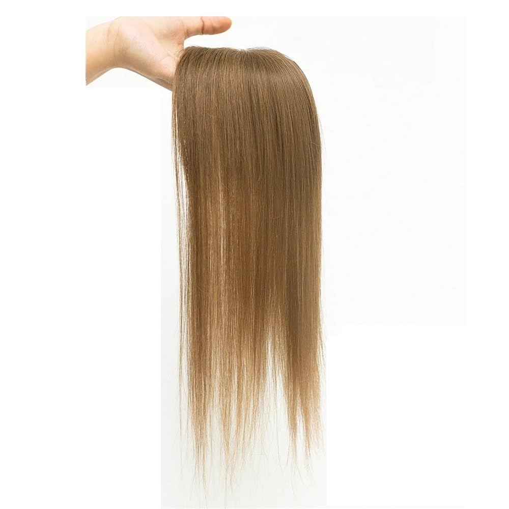 16 Zoll Echthaar-Topper for Damen, 3 x 4 Zoll atmungsaktive Schweizer Seidenbasis, Clip-in-Haarteile, 110 Dichte(6)