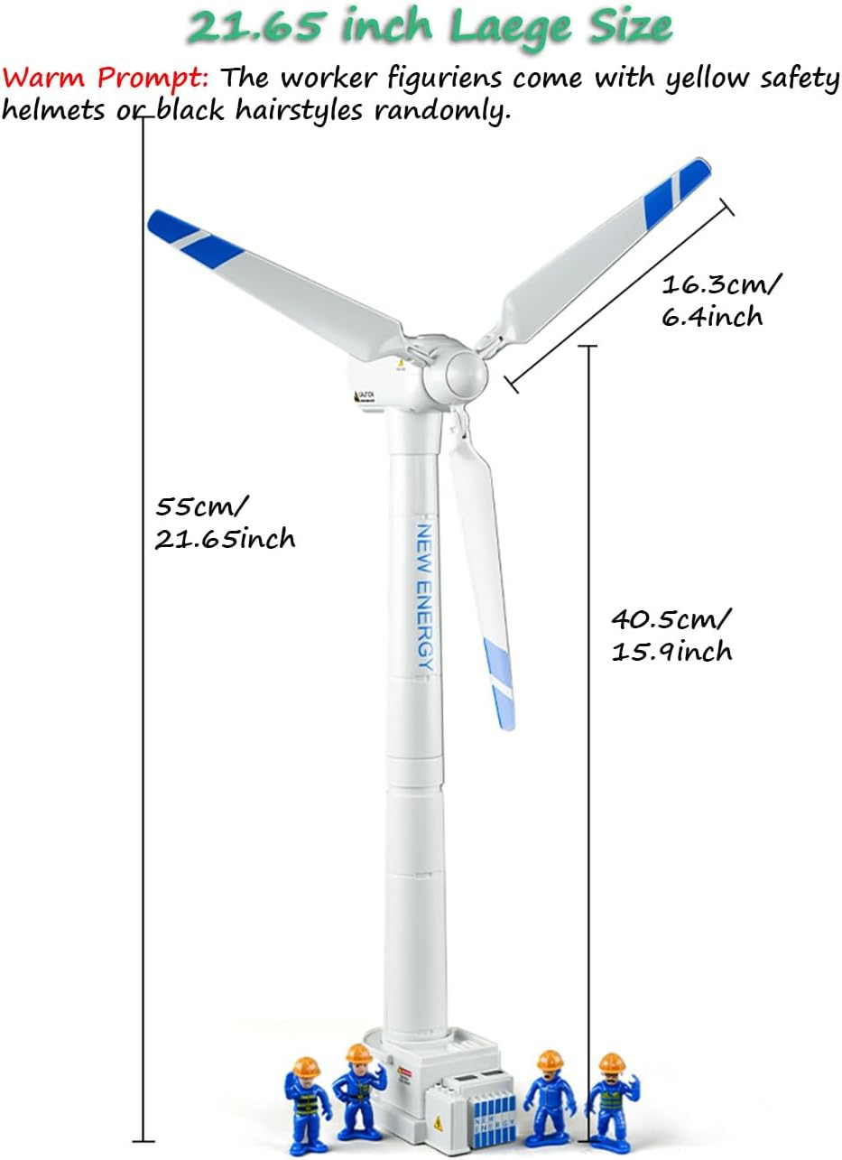 Miracland Wind Turbine Toy, 21.65 Inch Large Size Windmill Toy Clockwork Generator Model STEM Science Kit