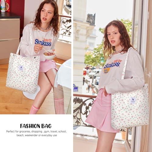 Image of Ayieyill Corduroy Tote Bag for Women Canvas Shoulder Cord Purse with Inner Pocket